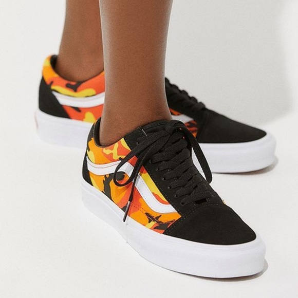 vans orange camo shoes